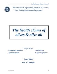 the health claim of olives & olive oil.doc